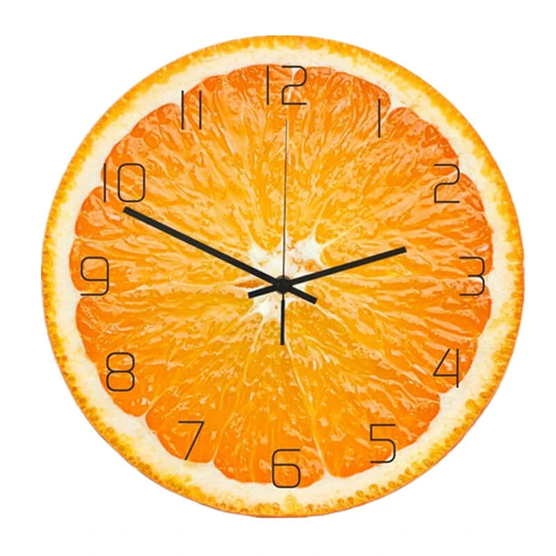 Horloge Murale Tulup En Bois 20cm - Thème Fruits Et Légumes, Mouvement Quartz, Couleur Bleue