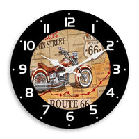 une horloge murale vintage moto 30 cm avec route 66 aiguille blanche et cadran noir