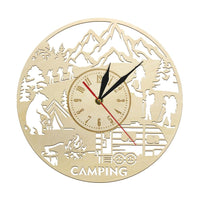 Horloge Bois Camping en Foret | Horloge Mania