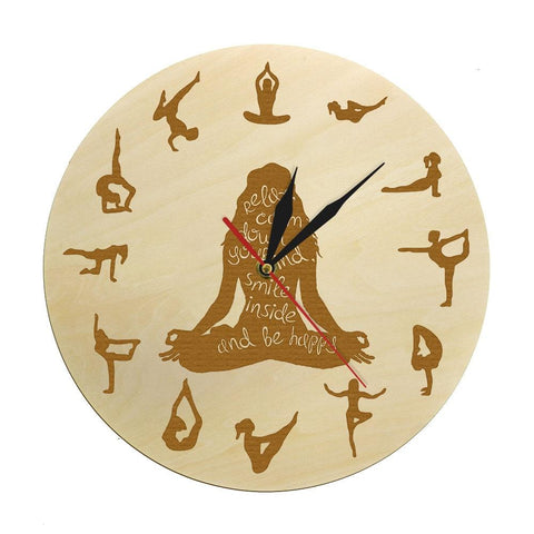 Horloge Bois Positions Yoga | Horloge Mania