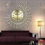 horloge murale design paon pour le salon