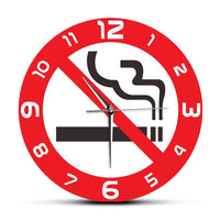 horloge murale style originale pour interdit de fumer avec signe de stop à la cigarette de diamètre de 30 cm pour salle d'attente