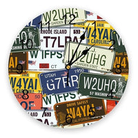 horloge murale style originale avec plaque d'immatriculation rétro