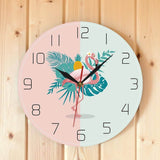 horloge murale tropicale avec un flamand rose originale et moderne avec cadran 30 cm décorative 