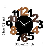 horloge murale design avec différents chiffres en relief taille 30 cm