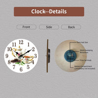 une horloge murale tasse de thé avec aussi une théière arriere et infos