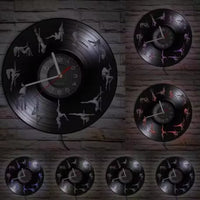 Horloge murale disque vinyle plein pole dance lumineuse 12 positions LED multicolores.