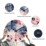 Horloge Murale Bleu Rose Aquarelle