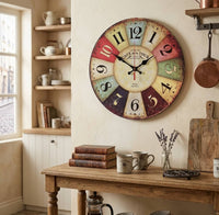 Horloge Murale Bois Vintage Colorée