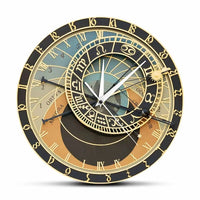 Horloge murale astronomique pragues originale avec cadran bleu et doré