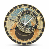Horloge murale astronomique pragues originale avec cadran bleu et doré