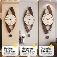 mesure et diamètre des 3 modès d'horloges murales contemporaines au design unique en bois et acrylique 