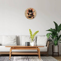 Horloge murale chat ramen au style japonais. Un adorable félin dégustant un bol de ramen pour une décoration cuisine originale et pleine de charme dans le salon