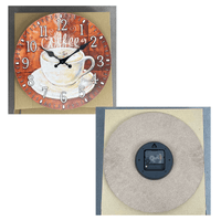 horloge murale pour la cuisine décorée avec une tasse de café et des cupcakes de devant et arriere (back et front)