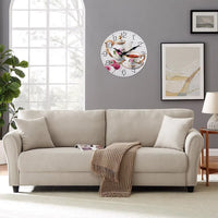 Horloge murale décorative pour cuisine représentant une théière française blanche avec des roses peintes et une tasse assortie à côté. Les poignées dorées apportent une touche élégante, tandis que quelques framboises roses décorent le côté de la composition. Le cadran blanc cassé vintage est entouré de 12 chiffres noirs et de deux aiguilles noires, créant une ambiance romantique et chaleureuse inspirée des salons de thé français. Cette horloge théière s’intègre parfaitement dans une cuisine ou un salon