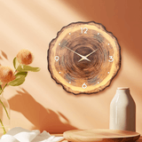 Horloge murale design en bois brut effet tronc d'arbre naturel pour décoration intérieure
