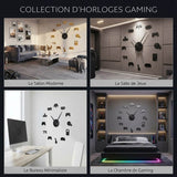 Horloge murale gaming au design moderne, idéale pour personnaliser la décoration d'un salon, d'une salle de jeux, d'un bureau ou d'une chambre de passionné de jeux vidéo.
