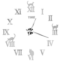 Horloge Murale Chat 3D avec Chiffres Romains