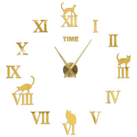 Horloge Murale Chat 3D avec Chiffres Romains