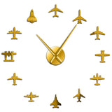 Horloge murale décorative dorée style aéronautique et jets de luxe