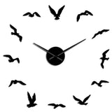 Grande horloge murale stickers noirs forme d'oiseaux en vol auticollant 3D décorative