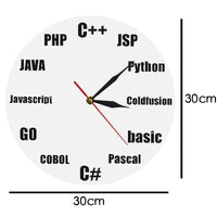 Schéma des dimensions de 30 cm de diamètre pour l'horloge murale informatique