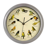 Horloge murale oiseaux chantant gris style naturaliste