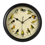 Horloge murale oiseaux chantant noir style naturaliste 