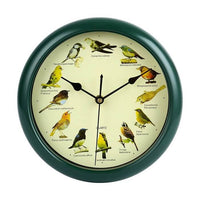 Horloge murale oiseaux chantant vert style naturaliste
