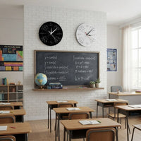 horloge murale style originale cercle radian modele blanc ou noir sur le mur d'une classe d'école de professeur