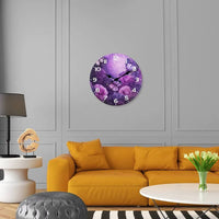Horloge Murale Violette avec Papillons