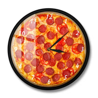 Horloge murale pizza pepperoni italienne originale 30 cm avec cadran noir
