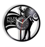 Horloge murale circulaire disque vinyle pole dance silhouette danseuse et drapeau pole dance