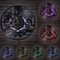 Horloge murale lumineuse LED en vinyle avec enseignes de barbier, homme barbu et inscription Barber Shop pour enseigne de salon de coiffure LED