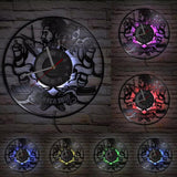 Horloge murale lumineuse LED en vinyle avec enseignes de barbier, homme barbu et inscription Barber Shop pour enseigne de salon de coiffure LED