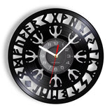 Horloge murale symbole viking Helm of Awe et runes pour décoration scandinave