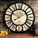 Horloge murale vintage industriel style gare ancienne Old Town Clocks London chiffres romains
