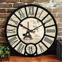 Horloge murale vintage industriel style rustique fond métal rouillé Paris Hôtel Westminster