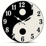 Horloge murale design Yin Yang noir et blanc de 30 cm, style zen et original.