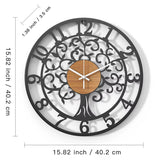 Schéma technique indiquant les dimensions de l'horloge murale Arbre de Vie : 40,2 cm de diamètre et 3,5 cm d'épaisseur.