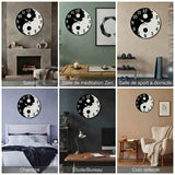 6 Exemples d'intégration de l'horloge murale Yin Yang dans différentes pièces : salon, chambre, bureau,salle de sport, coin détente  et espace zen