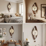 l'horloge murale design contemporaine dans quatres endroits différents comme la chambre, le salon,le hall d'entrée et la cuisine
