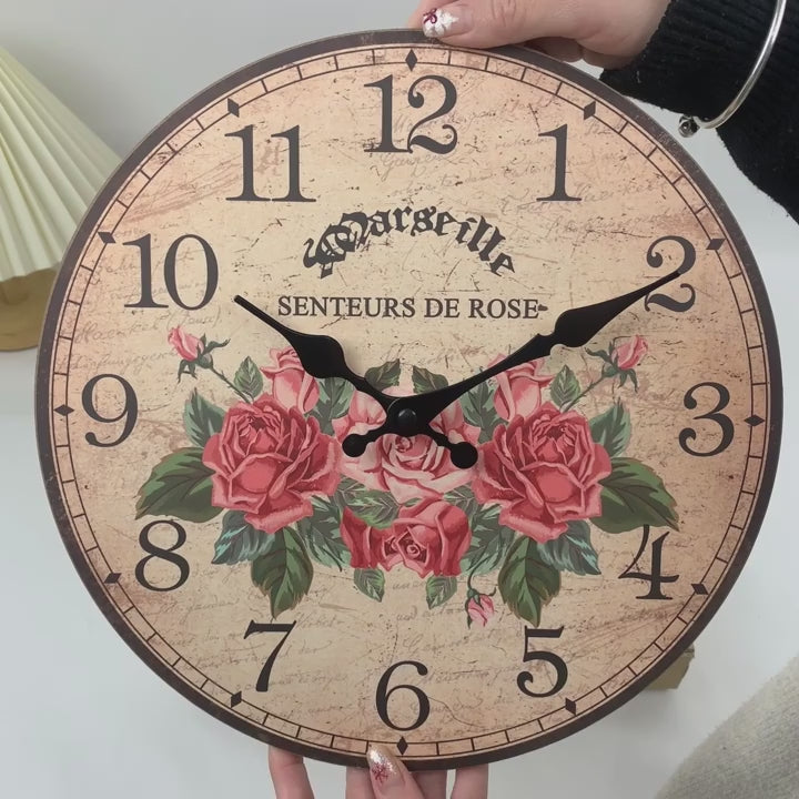 Horloge-murale-vintage-senteurs-de-rose-style-classique-video