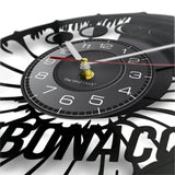 Cadran de l'horloge murale vinyle fibonnaci noir avec art en spirale et nombre avec mouvement à quartz de 30 cm