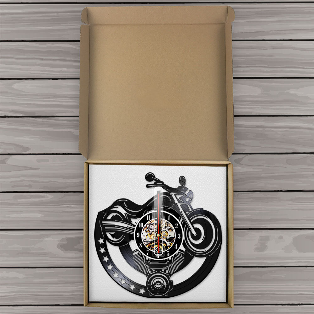 Horloge Murale Moto Disque Vinyle Horloge Murale Garage Montre Montre  Atelier décor Motards Horloge Cadeau