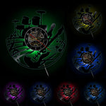 Horloge Vinyle Guitare et Batterie | Horloge Mania