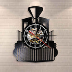 horloge train noir vinyle design