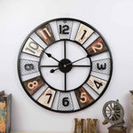 horloge-factory.com pour décoration murale en métal géante de 60 cm style industrielle et pendule à quartz colorée