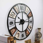 horloge-factory.com pour décoration murale en métal géante de 60 cm style industrielle et pendule à quartz pour salon ou chambre