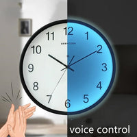 horloge murale lumineuse Cadran Blanc avec LED Bleu intégrée de jour et nuit